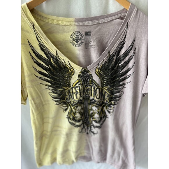 Affliction Live Fast Split tie dye angel wings t-shirt XL - Picture 3 of 5